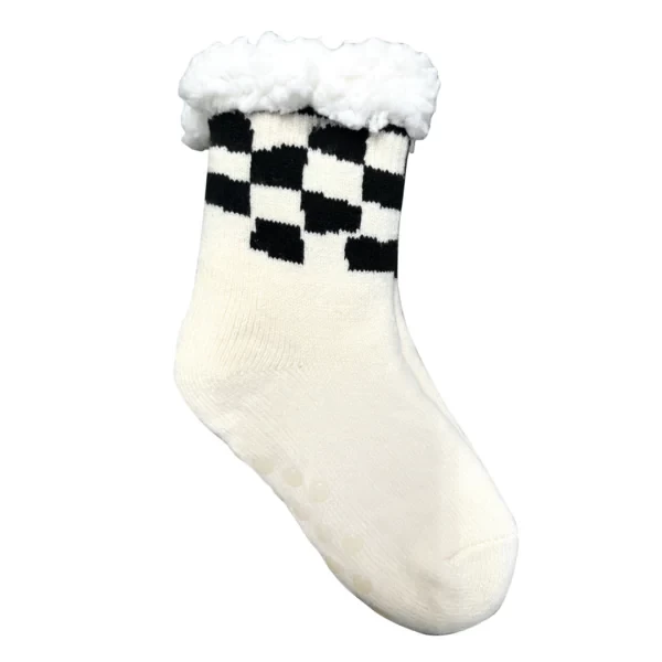 Warm Cream Checkered Socks