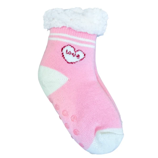 Short Pink Socks with Heart Design