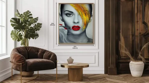 1pc Red Lips Modern Fashion Canvas, Painting