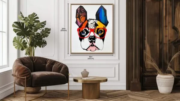 1pc Colourful Dog with Glasses – Pop Art Canvas