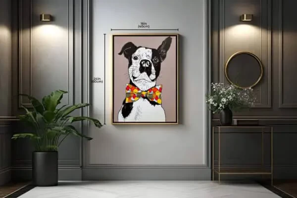 1pc Stylish Dog with Bowtie Painting for wall decor